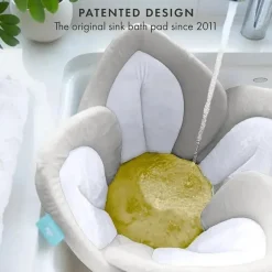 Blooming Bath - Almofada de banheira para pia de bebê Lotus Plush Minky, cinza Best