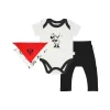 Finn + Emma Body , ​​calça e babador Minnie Mouse, branco/vermelho/preto Hot