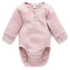 Pure Baby Body Henley de manga comprida - Baby Girl, Lavanda Fashion