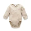 Pure Baby Body Henley - Baby Neutro Rib Manga Longa, Biscoito Melange Outlet