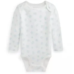Ralph Lauren Body Polo Baby - Manga Longa Algodão Orgânico Interlock Malha, Azul Outlet