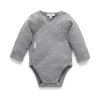 Pure Baby Body - Baby Pointelle Neutro Manga Longa Envoltório, Fumê Melange New