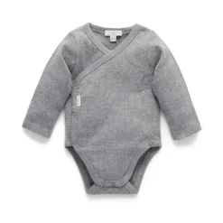Pure Baby Body - Baby Pointelle Neutro Manga Longa Envoltório, Fumê Melange New