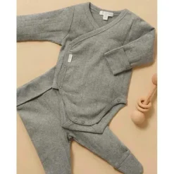 Pure Baby Body - Baby Pointelle Neutro Manga Longa Envoltório, Fumê Melange New