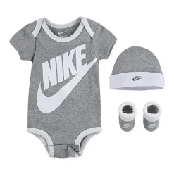 Nike Body unissex para bebê, gorro e botinhas cinza, conjunto Clearance