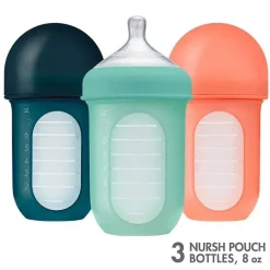 Boon - Garrafa de silicone 3Pk Nursh 8 onças, menta/melão/marinho Online