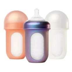 Boon - Mamadeiras de silicone Nursh com bolsa de silicone dobrável - 8 fl oz, 3 unidades, metálica New