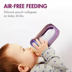 Boon - Mamadeiras de silicone Nursh com bolsa de silicone dobrável - 8 fl oz, 3 unidades, metálica New