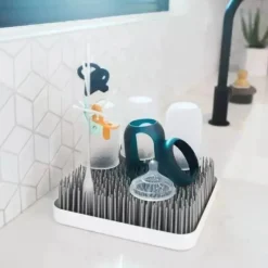 Boon - Rack de secagem de mamadeiras combinado grama cinza e branco galho New