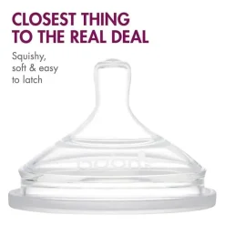 Boon NURSH 3-Pacote de Mamilos de Fluxo Lento de Pescoço Padrão, Transparentes Fashion