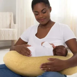 Boppy - Almofada de amamentação com capa removível, lavável à máquina, estriada ocre Clearance