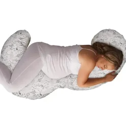 Boppy - Almofada de gravidez de corpo inteiro com capa, folhas espalhadas cinza Outlet