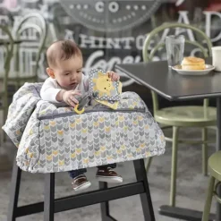Boppy - Carrinho de compras e capa para cadeira alta, Chevron amarelo sol e cinza com SlideLine mutável e cinto de segurança Online