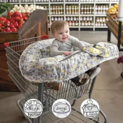 Boppy - Carrinho de compras e capa para cadeira alta, Chevron amarelo sol e cinza com SlideLine mutável e cinto de segurança Online