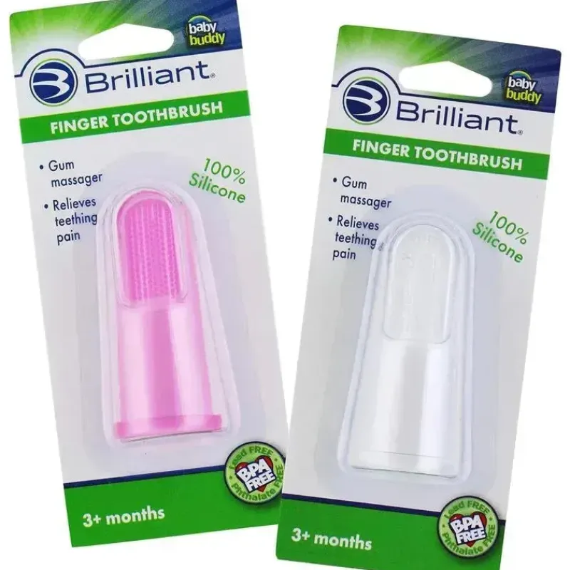 brilliant_baby__escova_de_SKU5w7EHIhH_0.webp Baby Buddy Brilliant Baby - escova de dentes de dedo, 3 meses ou mais, rosa/transparente, conjunto de 2 escovas Sale