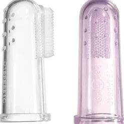 Baby Buddy Brilliant Baby - escova de dentes de dedo, 3 meses ou mais, rosa/transparente, conjunto de 2 escovas Sale