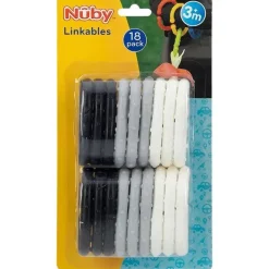 Nuby Brinquedos de dentição - 18 unidades vinculáveis, preto/cinza/branco Best