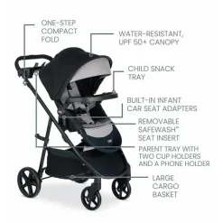Britax - Willow Brook S+ Travel System com base Alpine Anti-Rebound, Grafite Onyx Best