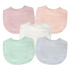 Iplay Brotos Verdes - 5 unidades de babadores de musselina de algodão orgânico, rosa Hot