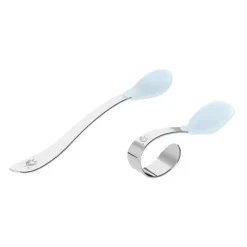 Iplay Brotos verdes - Colheres de treinamento de silicone e aço inoxidável 2 unidades, mirtilo claro Best