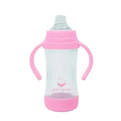 Iplay Brotos Verdes - Copo de Sorvete e Palha de Brotos Feito de Plantas e Vidro, Rosa Fashion