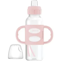 Dr. Brown's Brown - garrafa com bico estreito e alças de silicone, rosa claro, 8 onças Discount
