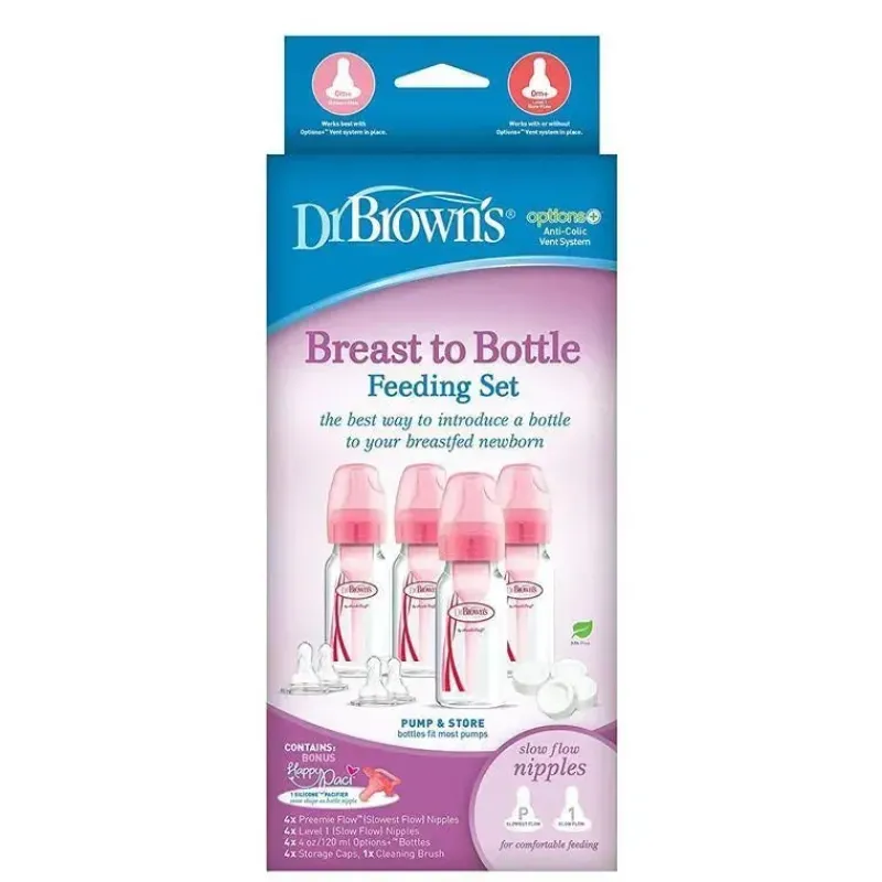 browns__conjunto_de_amame_SKUrolmy3U6_1.webp Dr. Brown's Brown's - Conjunto de amamentação para mamadeira, rosa, 4 onças Best