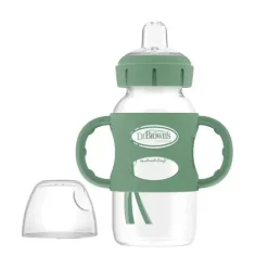 Dr. Brown's Brown's - Garrafa com canudinho de gargalo largo de 9 onças/270 ml com alças de silicone, verde Online