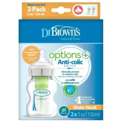 Dr. Brown's Brown's - Opções + mamadeira de gargalo largo, 5 onças, 2 unidades Best