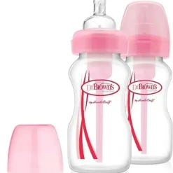 Dr. Brown's Brown's - opções de 9 onças + garrafa de gargalo largo 2 unidades, rosa Online