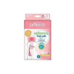 Dr. Brown's Brown's - opções de 9 onças + garrafa de gargalo largo 2 unidades, rosa Online