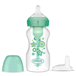 Dr. Brown's Brown's - opções de 9 onças + garrafa de gargalo largo para canudinho, verde Hot