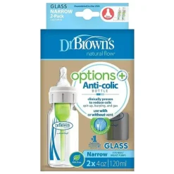 Dr. Brown's Brown's - opções de 4 onças + mamadeiras estreitas de vidro, 2 unidades Outlet