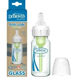 Dr. Brown's Brown's - opções de 4 onças + mamadeira estreita de vidro, 1 unidade Clearance
