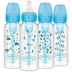 Dr. Brown's Brown's - opções de 8 onças/250 ml + mamadeira estreita anticólica, natureza azul, pacote com 4 Hot