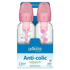 Dr. Brown's Brown's - opções de 8 onças/250 ml + mamadeira anticólica estreita, floral rosa, pacote com 4 Online