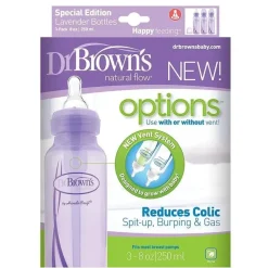 Dr. Brown's Brown's - Opções Pp de 8 onças + garrafa estreita roxa, 3 unidades Best