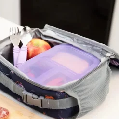 Bumkins - Snack/Lunch Bento Box, recipiente com 3 compartimentos, geléia roxa Fashion