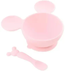 Bumkins - Conjunto de alimentação de silicone com sucção para bebês e crianças pequenas, Minnie Mouse rosa claro Best