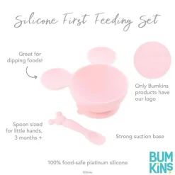 Bumkins - Conjunto de alimentação de silicone com sucção para bebês e crianças pequenas, Minnie Mouse rosa claro Best