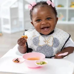 Bumkins - Conjunto de alimentação de silicone com sucção para bebês e crianças pequenas, Minnie Mouse rosa claro Best