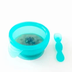 Bumkins - Conjunto de alimentação de silicone com sucção para bebês e crianças pequenas, geléia azul Online