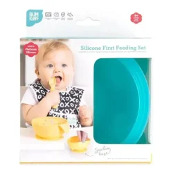 Bumkins - Conjunto de alimentação de silicone com sucção para bebês e crianças pequenas, geléia azul Online