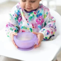 Bumkins - Conjunto de alimentação de silicone com sucção para bebês e crianças pequenas, geléia roxa Hot