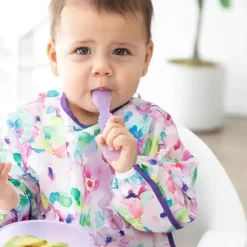 Bumkins - Conjunto de alimentação de silicone com sucção para bebês e crianças pequenas, geléia roxa Hot