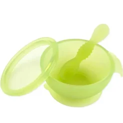 Bumkins - Conjunto de alimentação de silicone com sucção para bebês e crianças pequenas, gelatina verde Outlet