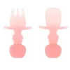 Bumkins - Conjunto de utensílios para bebês, mastigáveis ​​de silicone, gelatina rosa Clearance