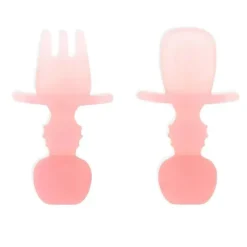 Bumkins - Conjunto de utensílios para bebês, mastigáveis ​​de silicone, gelatina rosa Clearance