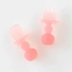 Bumkins - Conjunto de utensílios para bebês, mastigáveis ​​de silicone, gelatina rosa Clearance