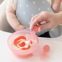 Bumkins - Conjunto de utensílios para bebês, mastigáveis de silicone, gelatina rosa Clearance